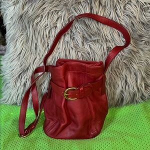vtg.Coach bucket Elegant Red Leather Shoulder Bag(Rare)